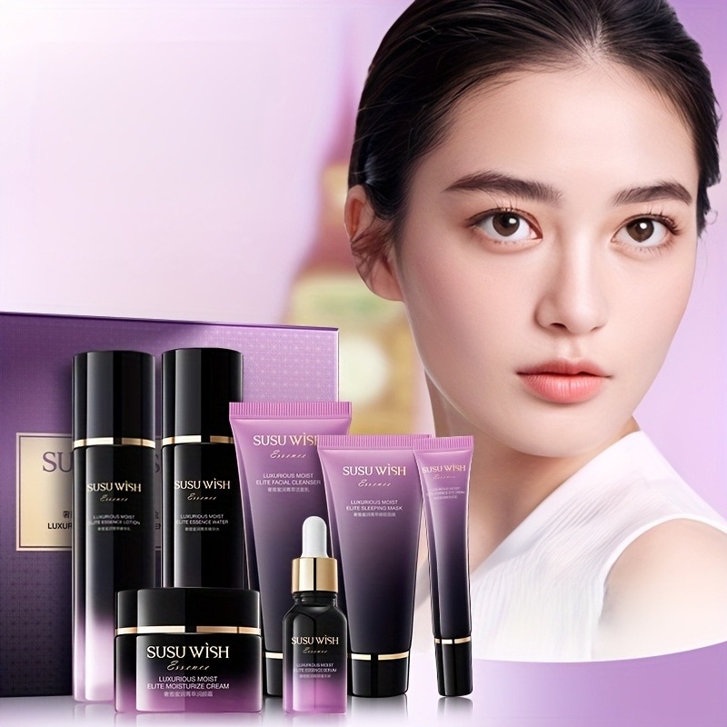 Luxury Skincare Routine - ชุดเอสเซนส์บำรุงผิว 9 ชิ้น หรูหราและสง่างาม ประกอบด้วย คลีนซิ่งมิลค์,