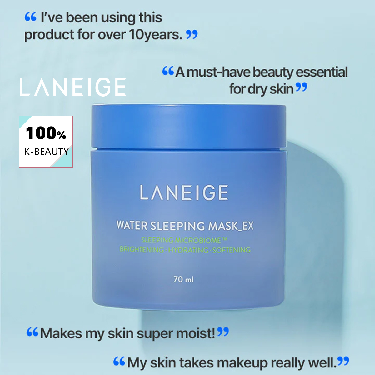 Luxury Skincare Fridge - LANEIGE วอเตอร์สลีปปิ้งมาส์ก 70 มล., ให้ความชุ่มชื้นข้ามคืน, บำรุงผิวล้ำลึก,