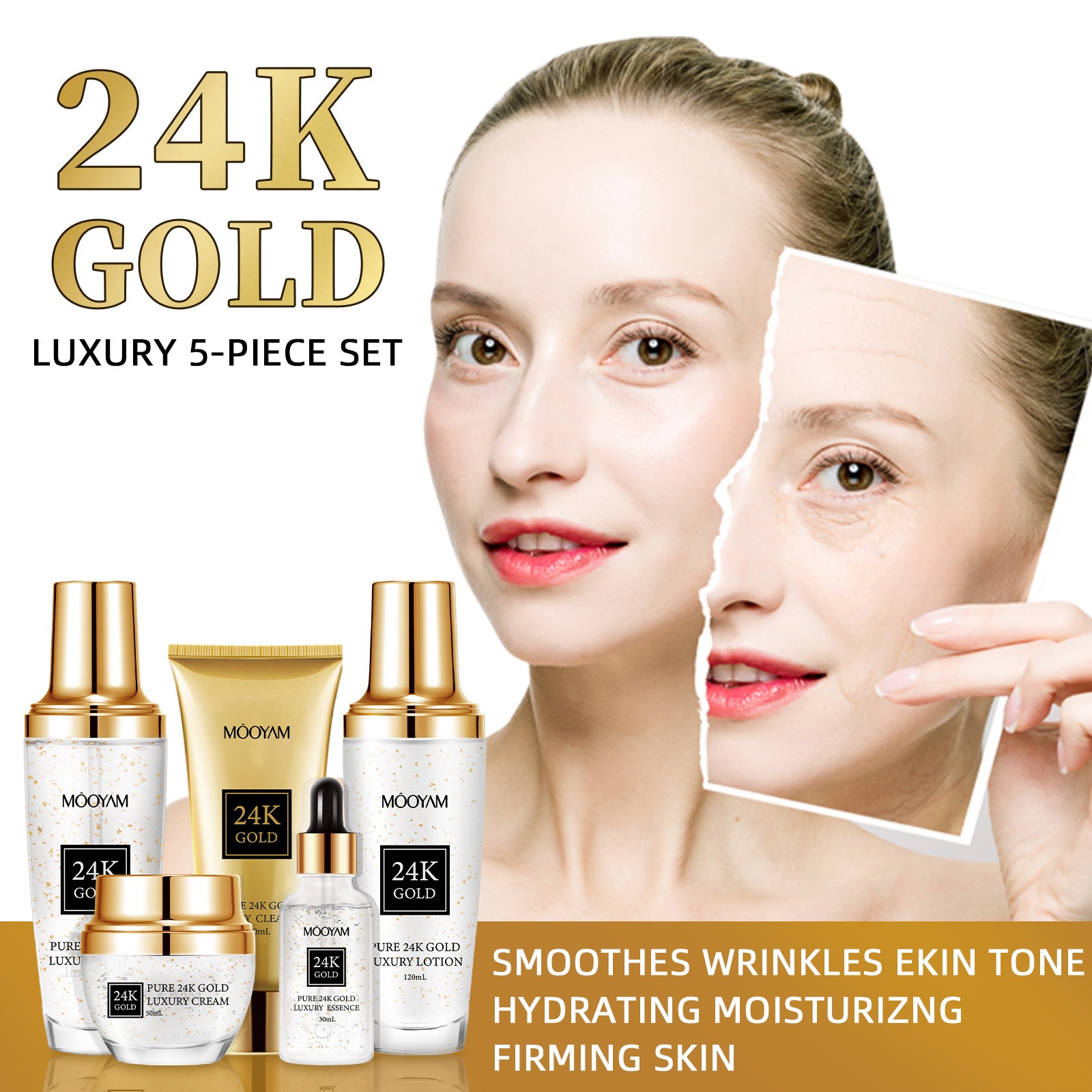 ชุดบำรุงผิวหน้า 24K โกลด์ ลักช - Luxury Gold Skincare บทวิจารณ์และราคา