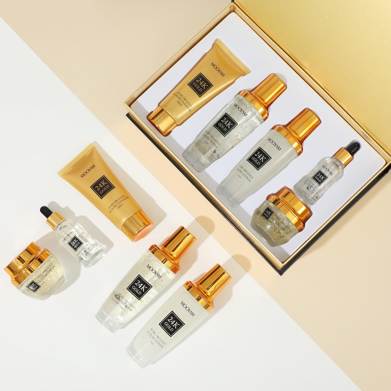 ชุดบำรุงผิวหน้า 24K โกลด์ ลักช - Luxury Gold Skincare บทวิจารณ์และราคา