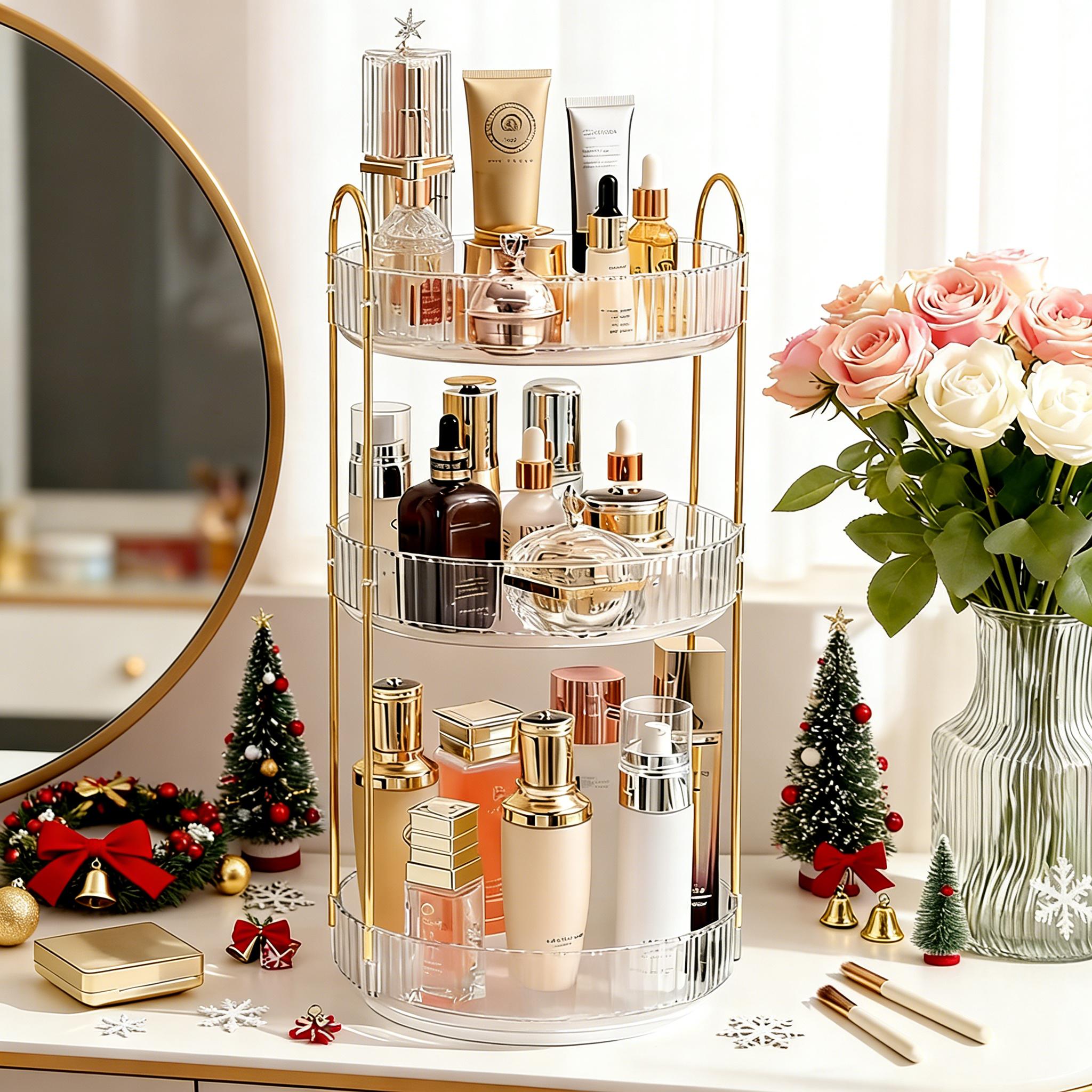 ชั้นวางเครื่องสำอางแบบใส 3 ชั้ - Luxury Gold Skincare บทวิจารณ์และราคา